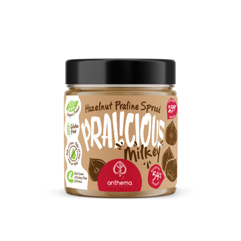 Βιολογική Πραλίνα Φουντουκιού Pralicious Milky (χωρίς γλουτένη, vegan) 210gr, Anthema